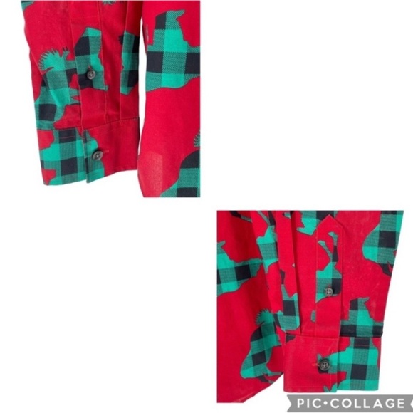 North Pole Trading Co Moose Bear Button Up Holiday Fun Festive Shirt - Sz XL - Picture 6 of 10